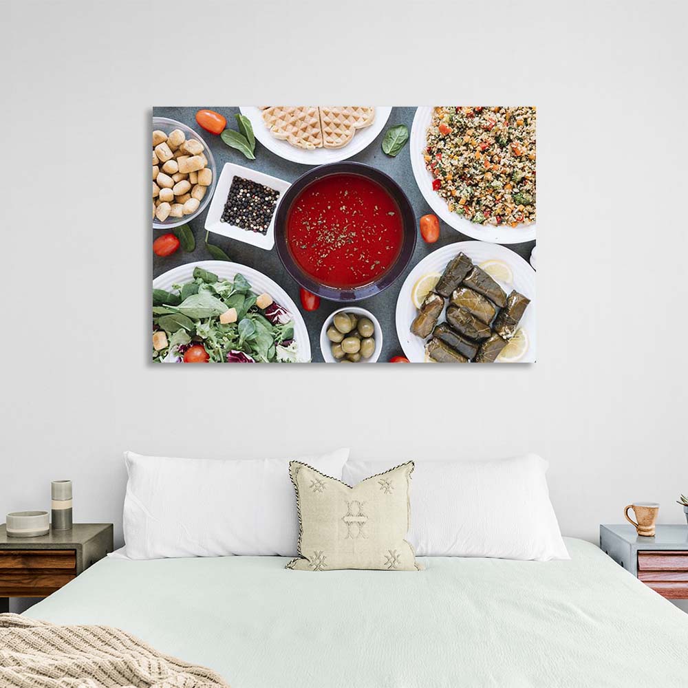 Kunstdruck auf Leinwand, Motiv „Gesundes Abendessen in der Küche“