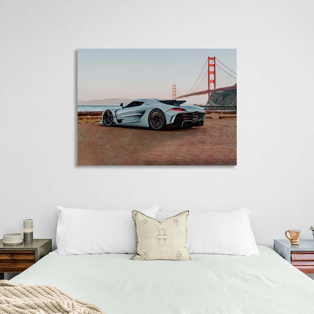 Kunstdruck auf Leinwand, Auto, Koenigsegg Jesko Absolut weiß