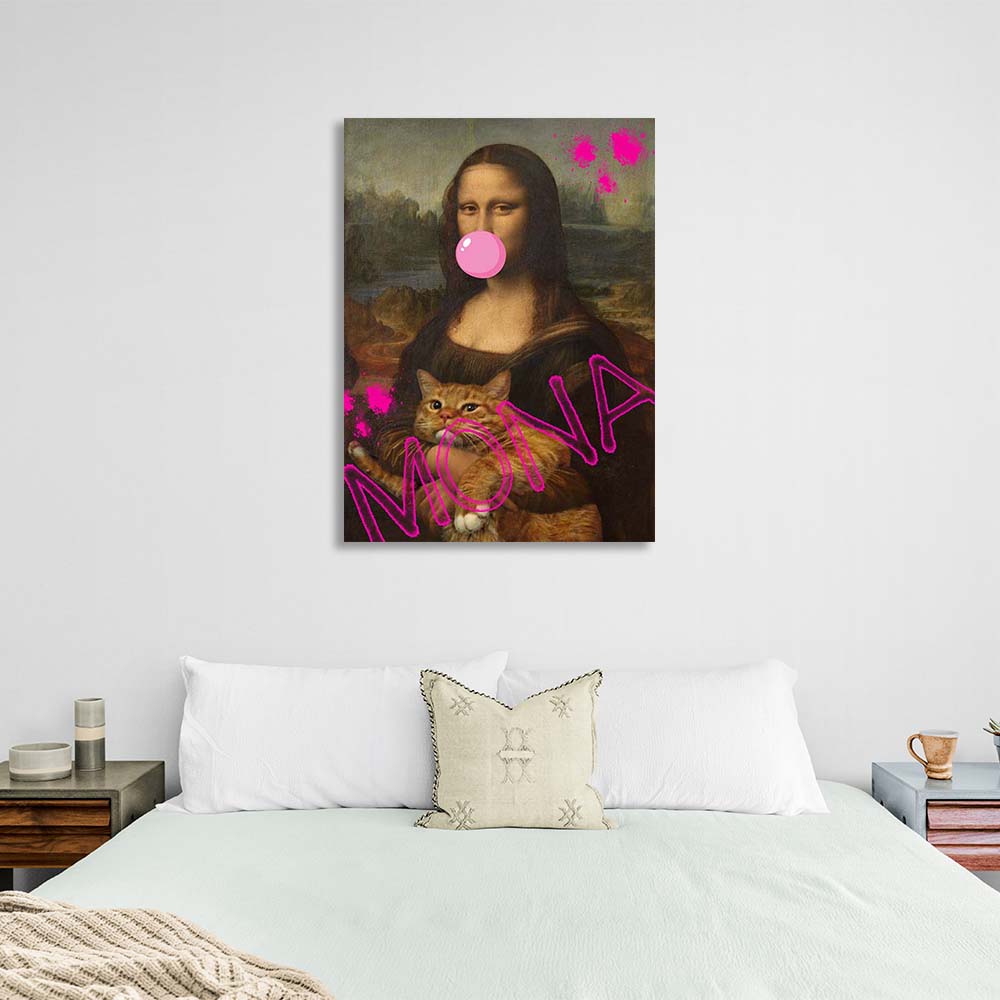 Canvas Wall Art Print Mona with a red cat