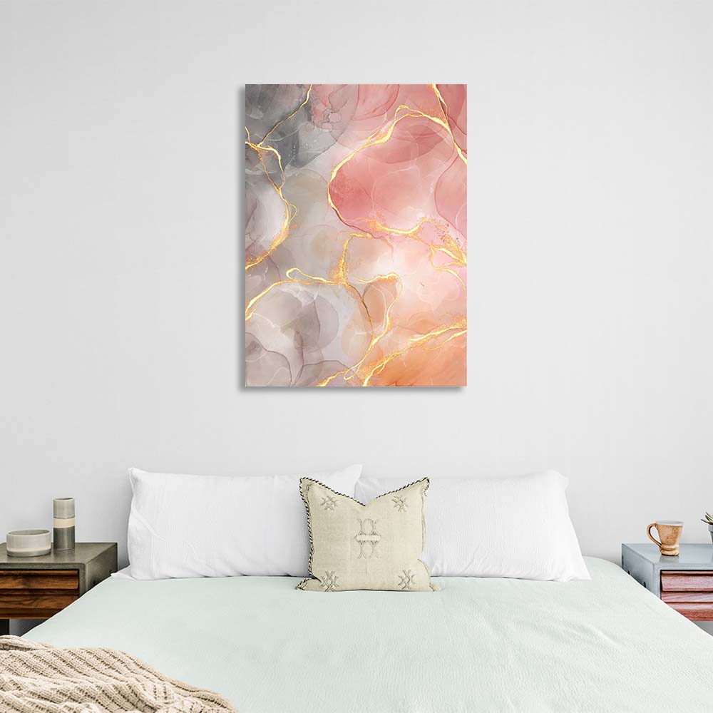 Abstraction Canvas Wall Art Print gray-pink marble