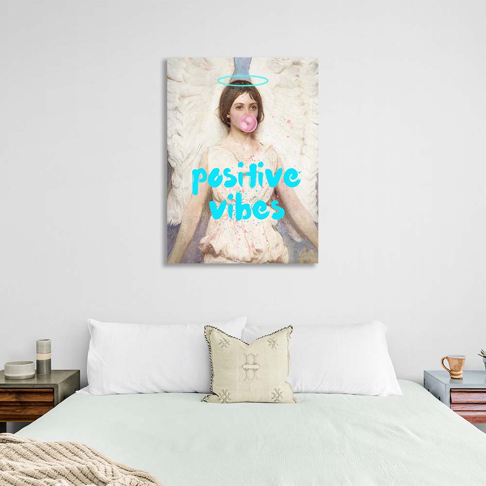 Canvas Wall Art Print Angel with gum. Positive vibes