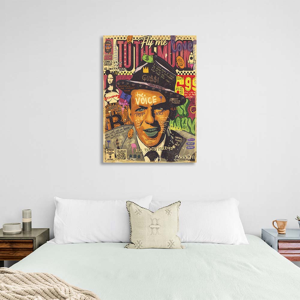 Pop-Art-Kunstdruck auf Leinwand mit Frank Sinatra-Motiv