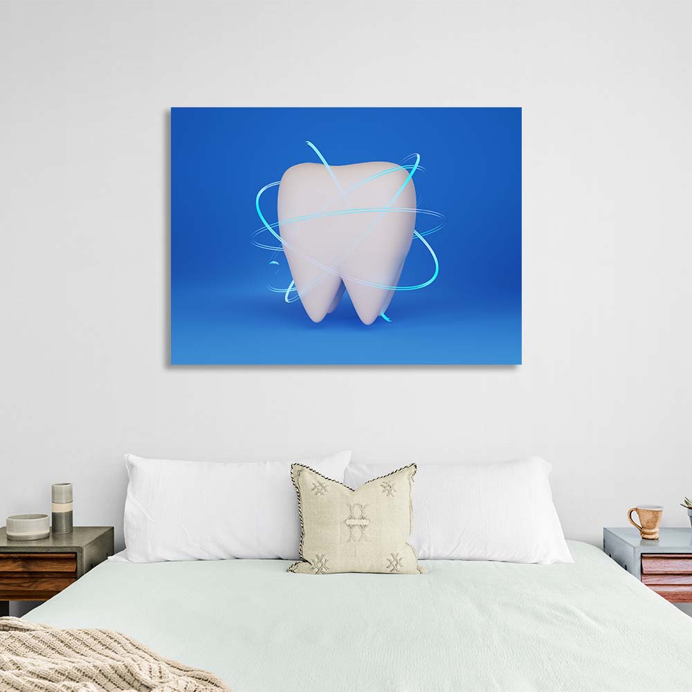 For dentistry tooth on a light blue background Canvas Wall Art Print