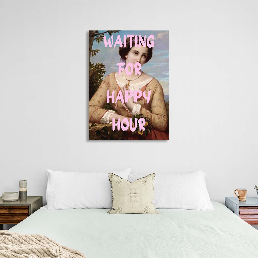 Canvas Wall Art Print Waiting for the happy hour