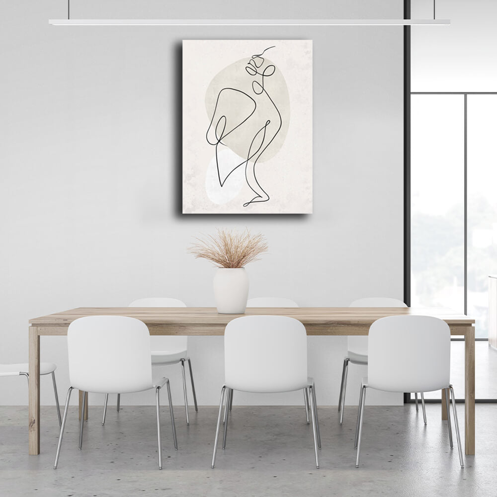 Abstraction Beige line art Canvas Wall Art Print