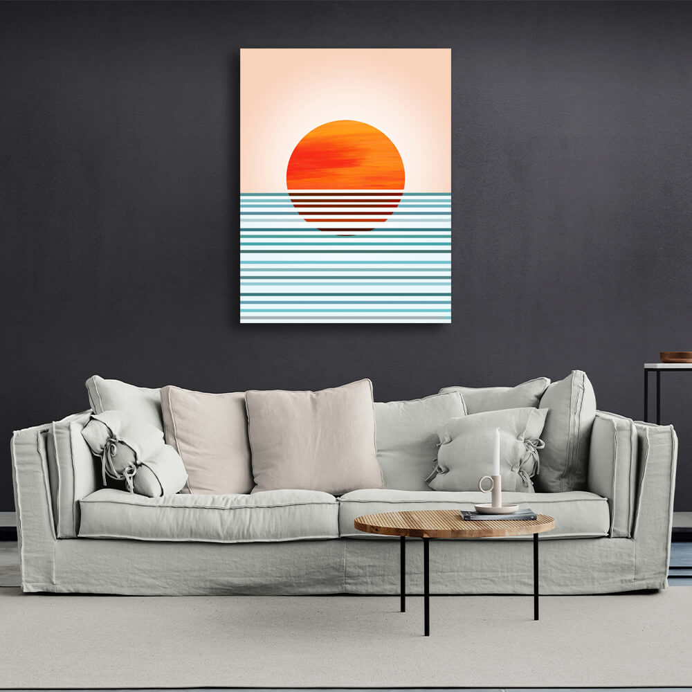 Abstraktion Minimal Sonnenuntergang Leinwand Wand Kunstdruck