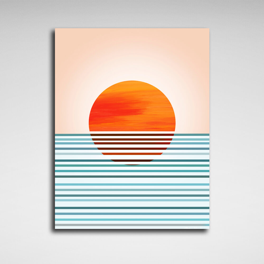 Abstraktion Minimal Sonnenuntergang Leinwand Wand Kunstdruck