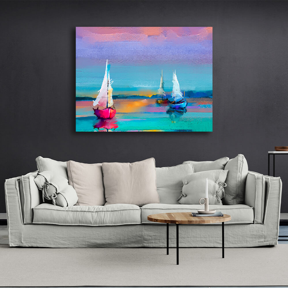 For home Sailing ships at sea Canvas Wall Art Print