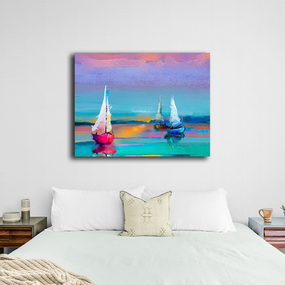 For home Sailing ships at sea Canvas Wall Art Print