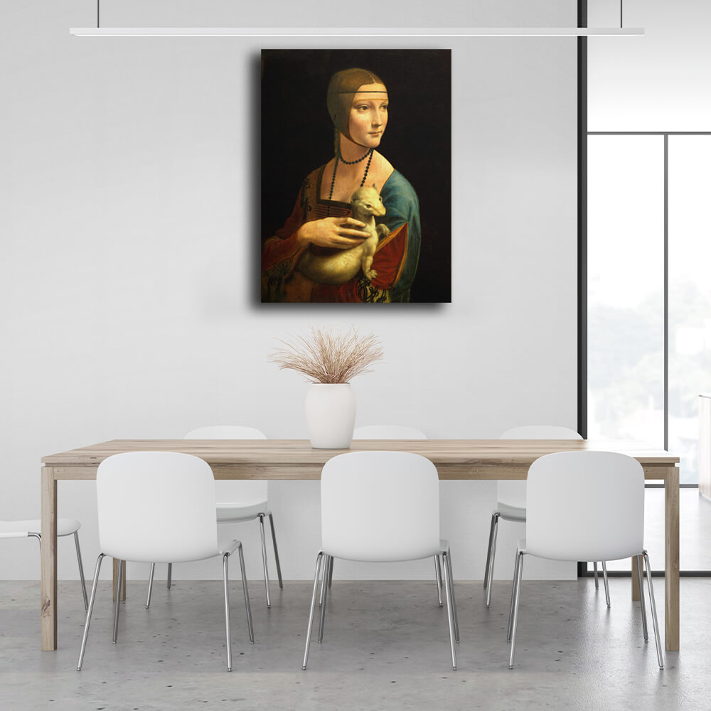 Reproduktion von Leonardo da Vincis „Die Dame mit dem Hermelin“, Reproduktion auf Leinwand, Wand-Kunstdruck