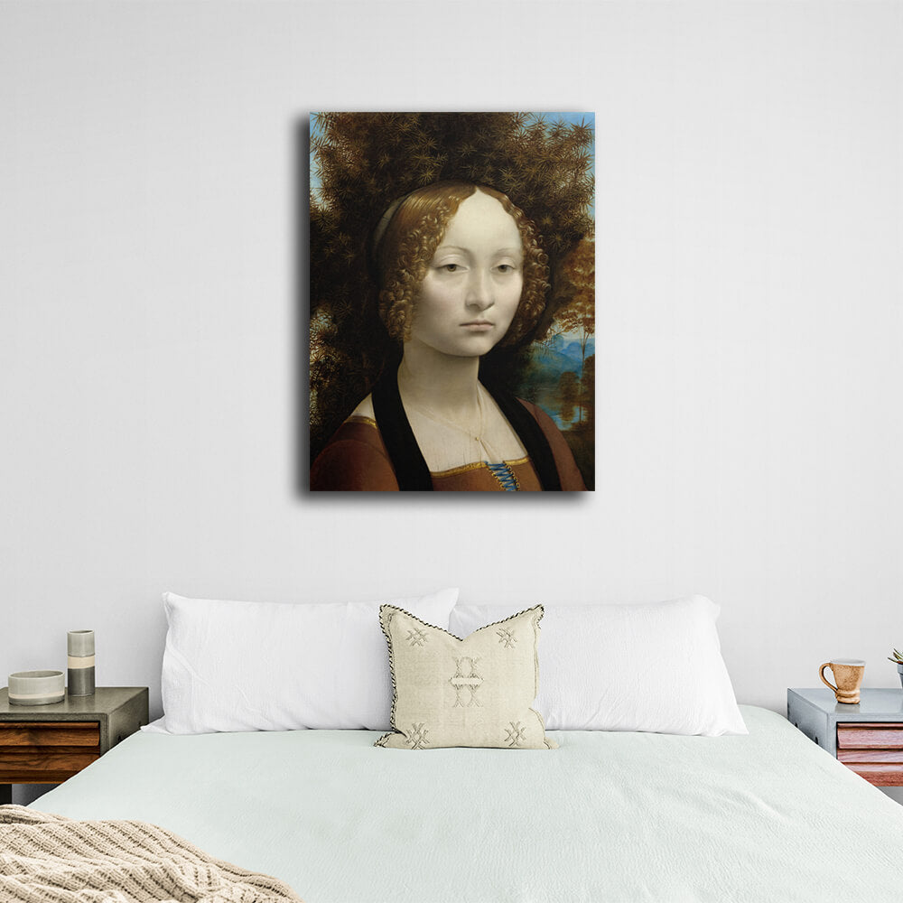 Reproduction Portrait of Ginevra de Benci by Leonardo da Vinci Reproduction Canvas Wall Art Print