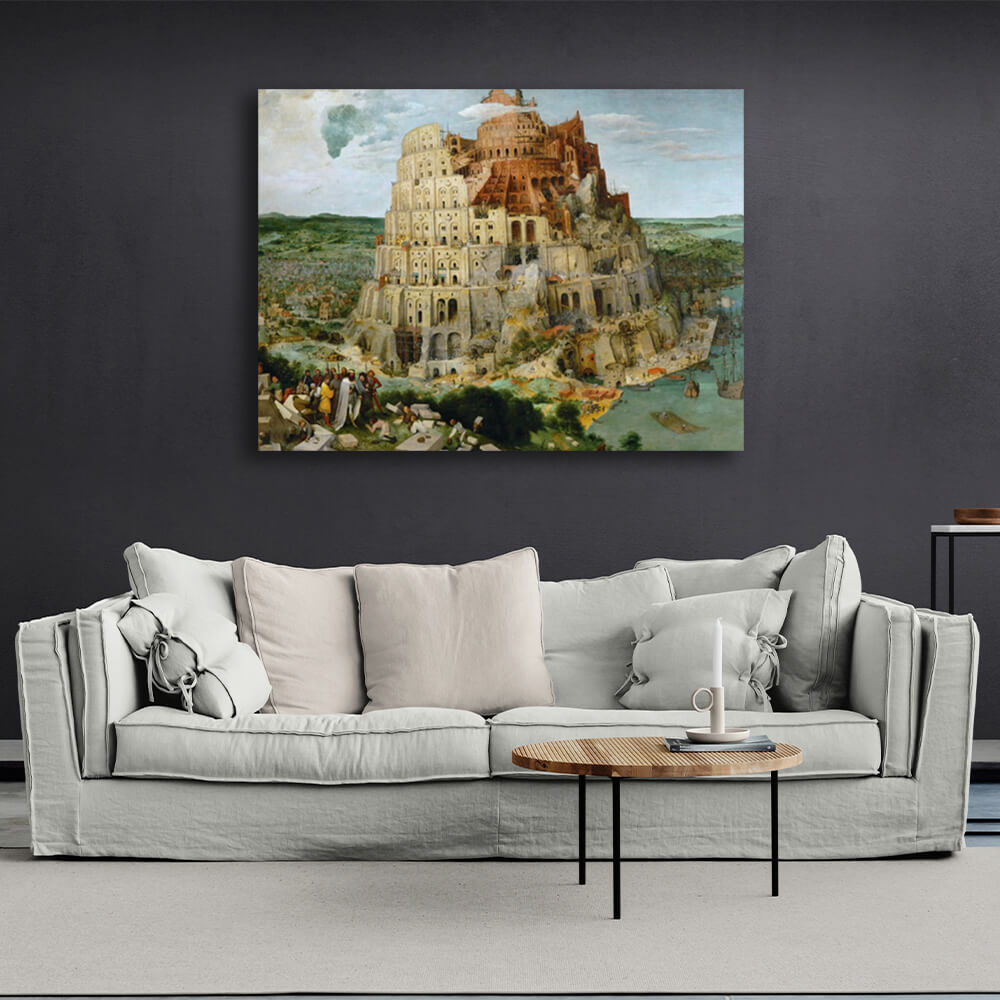 Reproduktion des Turms von Babel von Pieter Bruegel, Reproduktion auf Leinwand, Wand-Kunstdruck