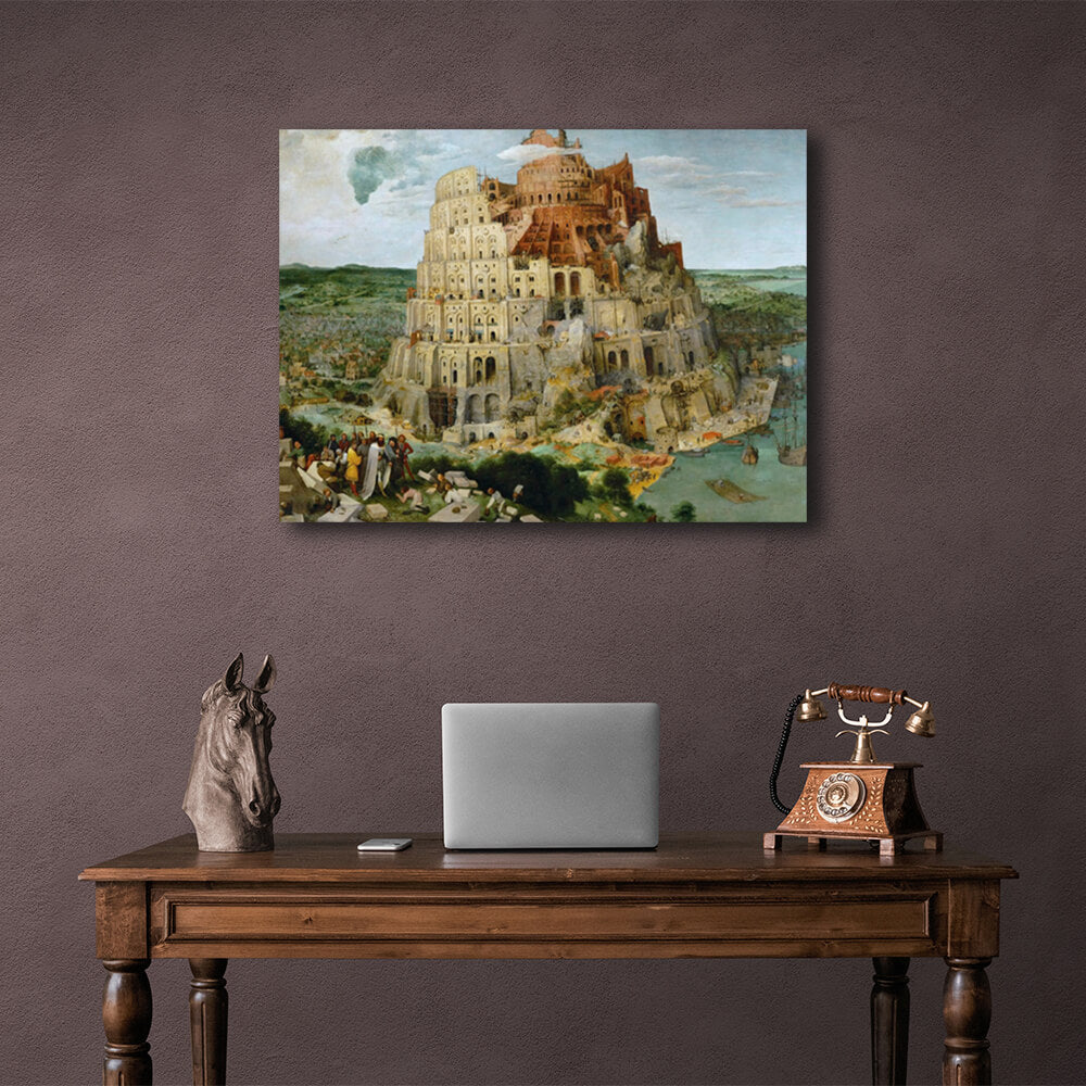 Reproduktion des Turms von Babel von Pieter Bruegel, Reproduktion auf Leinwand, Wand-Kunstdruck