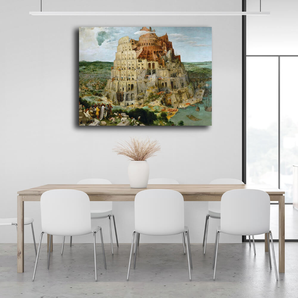 Reproduktion des Turms von Babel von Pieter Bruegel, Reproduktion auf Leinwand, Wand-Kunstdruck