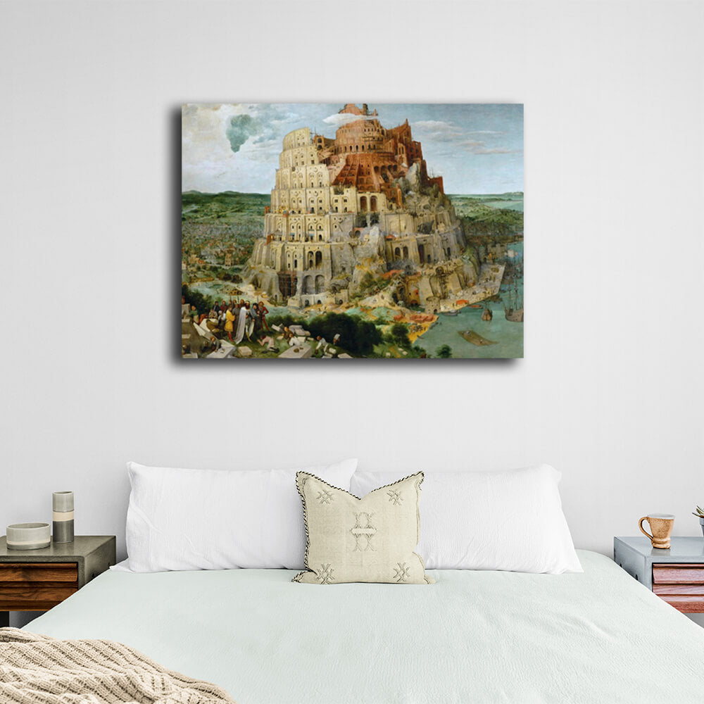 Reproduktion des Turms von Babel von Pieter Bruegel, Reproduktion auf Leinwand, Wand-Kunstdruck