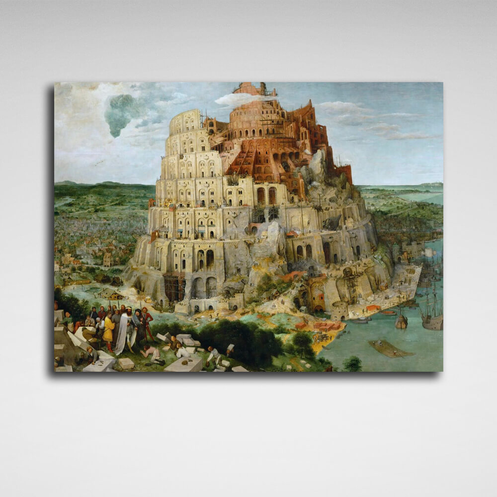 Reproduktion des Turms von Babel von Pieter Bruegel, Reproduktion auf Leinwand, Wand-Kunstdruck