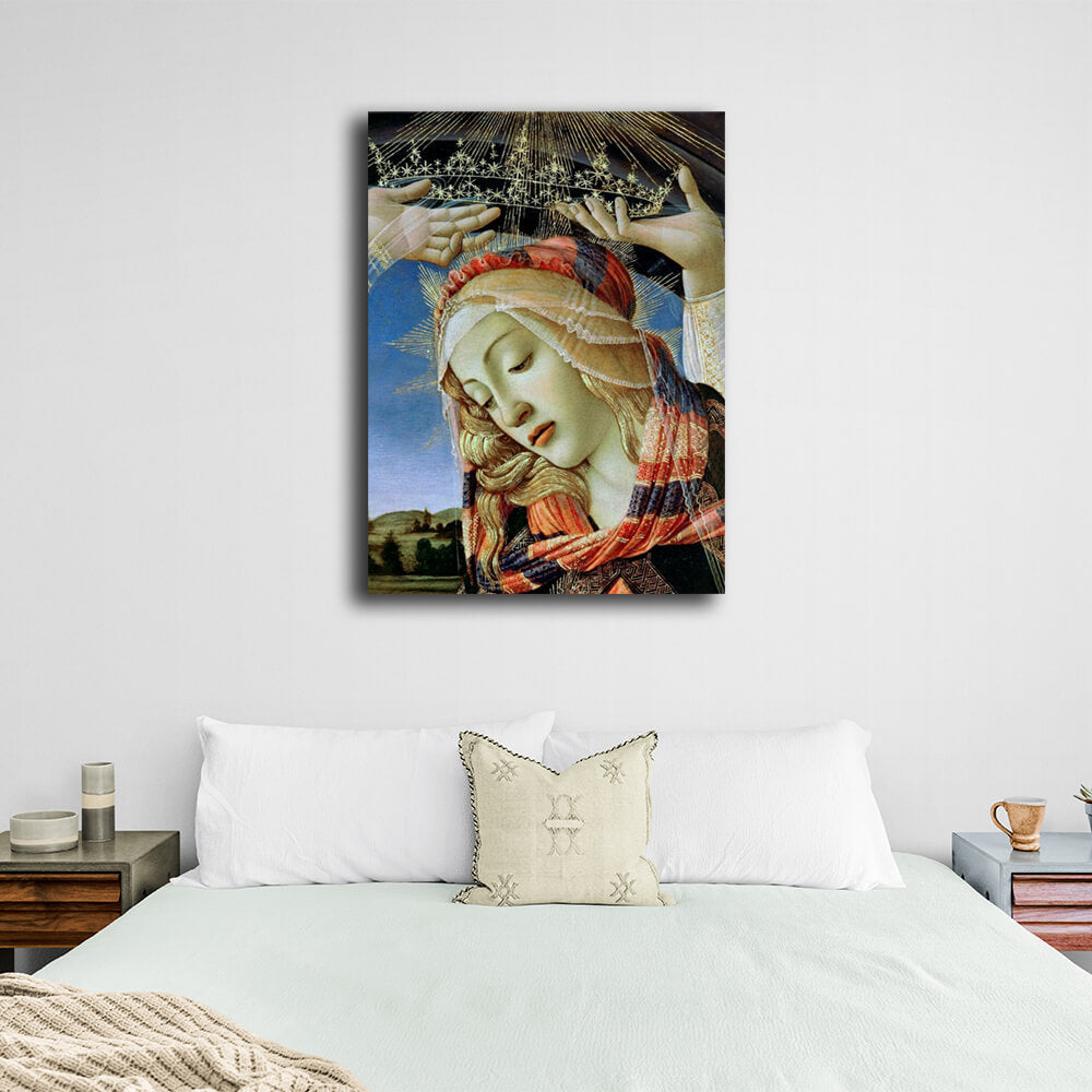 Reproduktion Madonna Magnificat Tondo von Sandro Botticelli, Reproduktion auf Leinwand, Wandkunstdruck