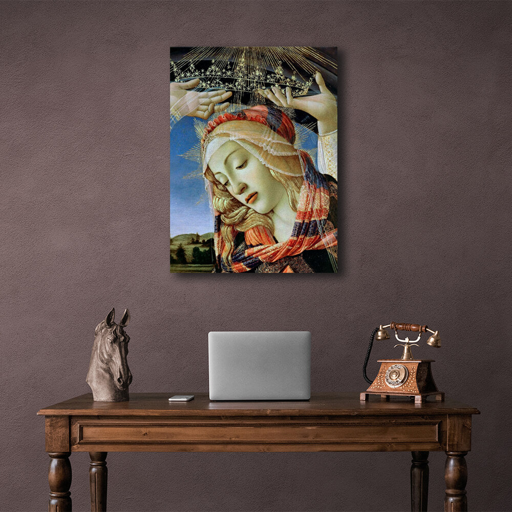 Reproduktion Madonna Magnificat Tondo von Sandro Botticelli, Reproduktion auf Leinwand, Wandkunstdruck