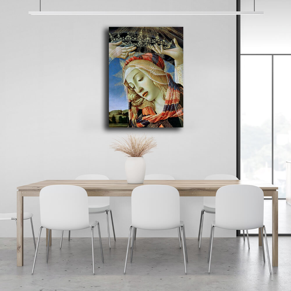 Reproduktion Madonna Magnificat Tondo von Sandro Botticelli, Reproduktion auf Leinwand, Wandkunstdruck