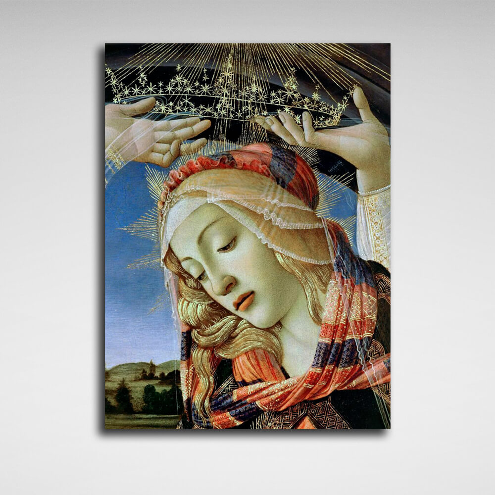 Reproduktion Madonna Magnificat Tondo von Sandro Botticelli, Reproduktion auf Leinwand, Wandkunstdruck