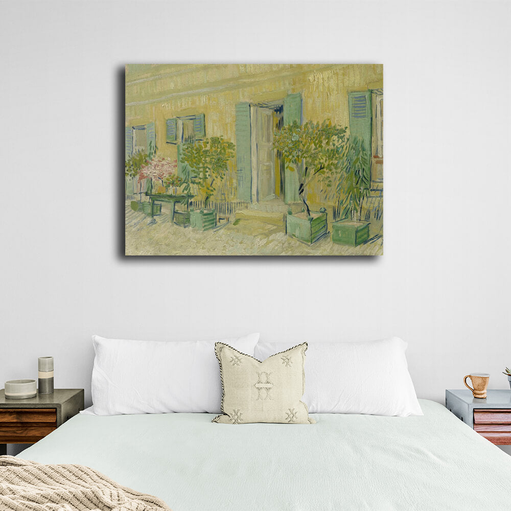 Reproduktion „Das Äußere des Restaurants in Agnières“ von Vincent van Gogh, Reproduktion, Kunstdruck auf Leinwand