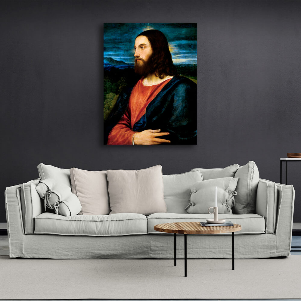 Reproduktion von Christus dem Erlöser, Tizian, Reproduktion auf Leinwand, Kunstdruck