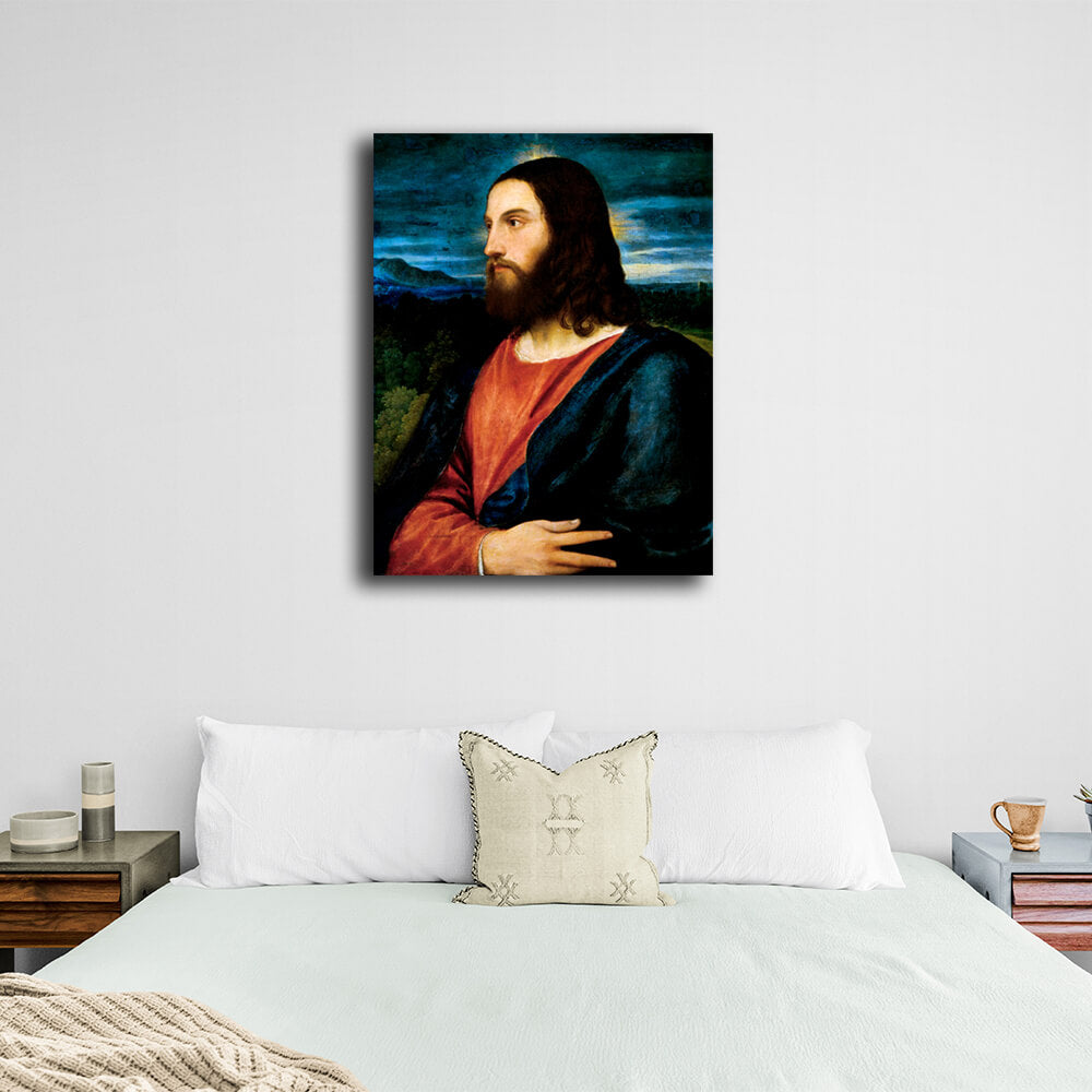 Reproduktion von Christus dem Erlöser, Tizian, Reproduktion auf Leinwand, Kunstdruck