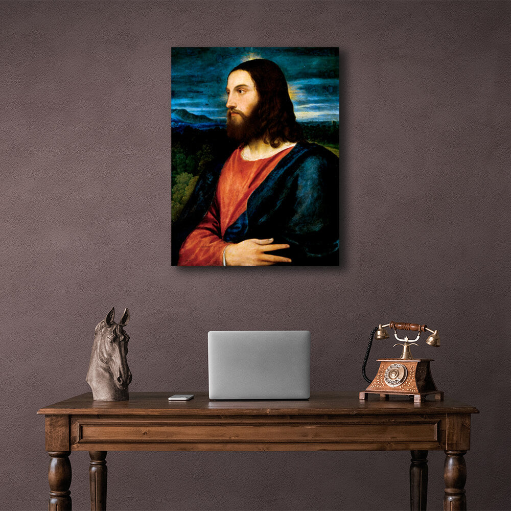 Reproduktion von Christus dem Erlöser, Tizian, Reproduktion auf Leinwand, Kunstdruck