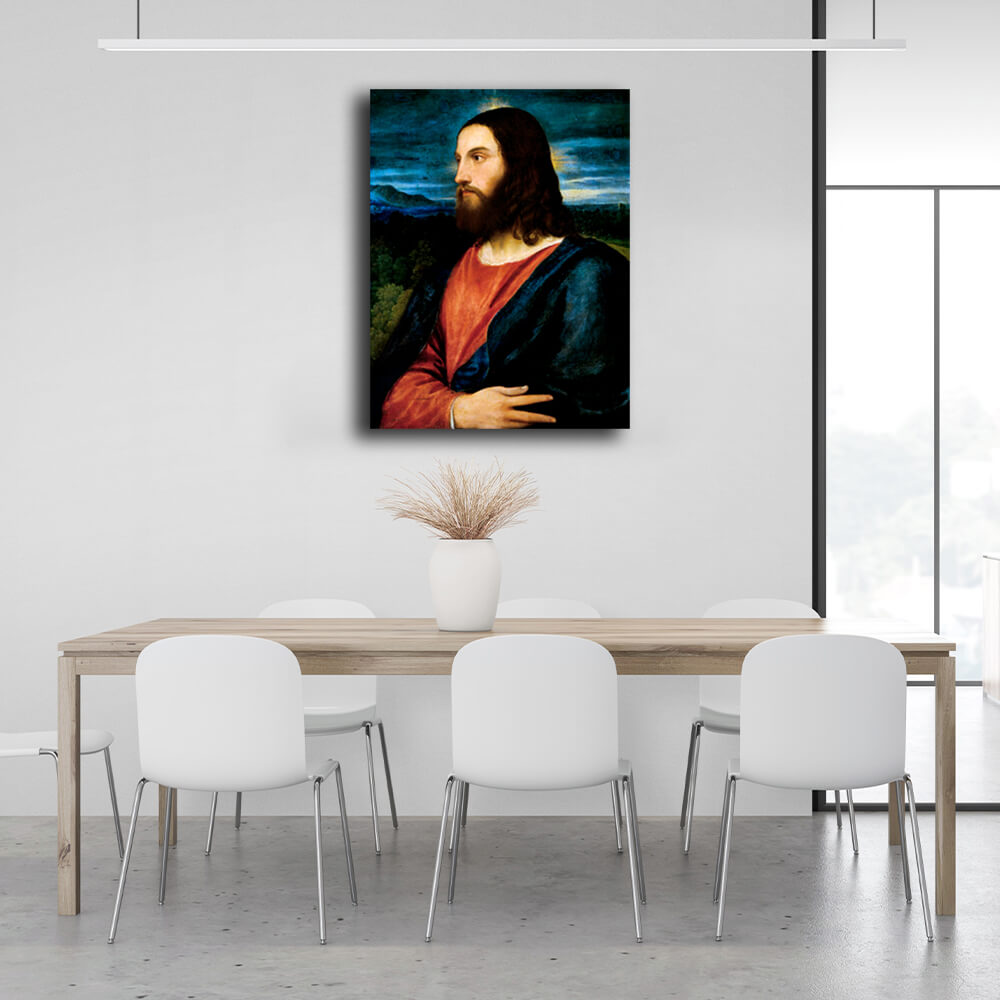 Reproduktion von Christus dem Erlöser, Tizian, Reproduktion auf Leinwand, Kunstdruck