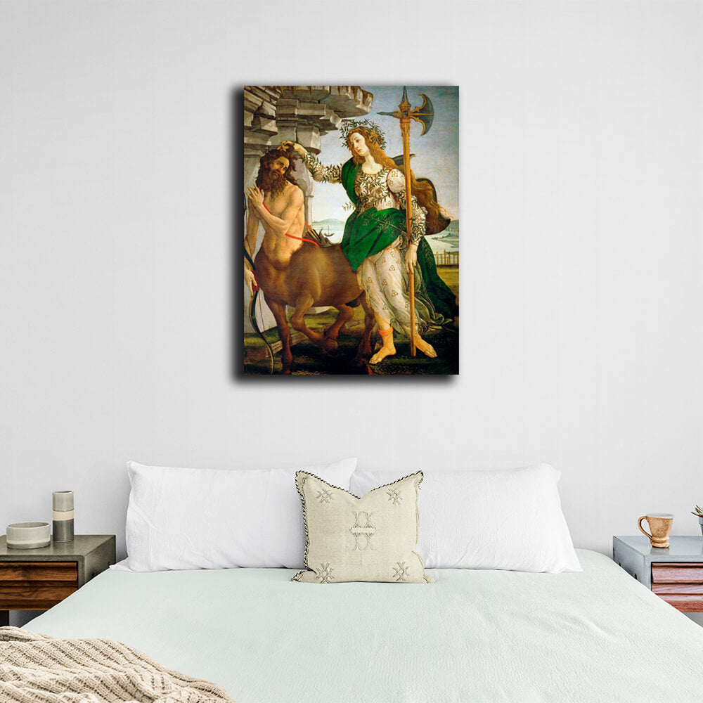 Reproduktion von Sandro Botticellis „Pallade und Zentaur“. Reproduktion auf Leinwand, Wand-Kunstdruck