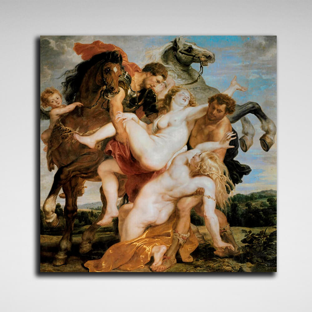 Reproduktion „Die Entführung der Töchter des Leukippus“ von Rubens, Reproduktion auf Leinwand, Kunstdruck