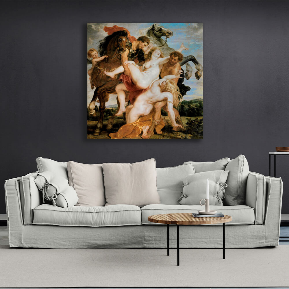 Reproduction The Abduction of the Daughters of Leucippus Rubens Reproduction Canvas Wall Art Print