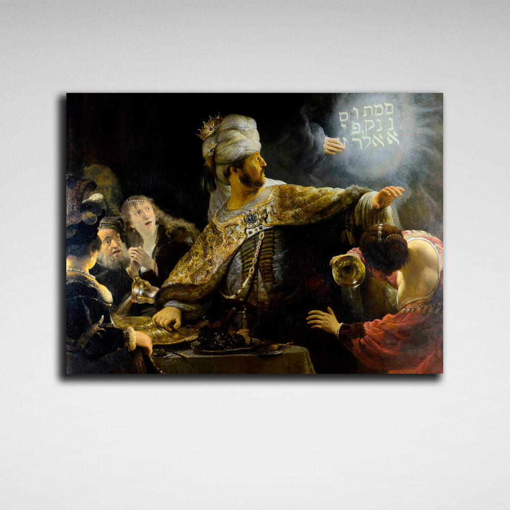 Reproduktion „Das Fest des Belsazar“ von Rembrandt, Reproduktion auf Leinwand, Kunstdruck