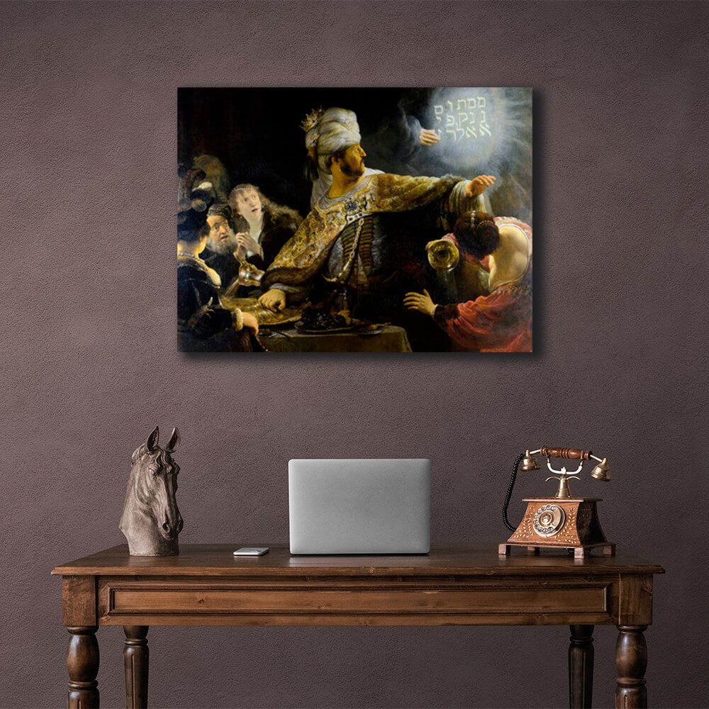 Reproduktion „Das Fest des Belsazar“ von Rembrandt, Reproduktion auf Leinwand, Kunstdruck