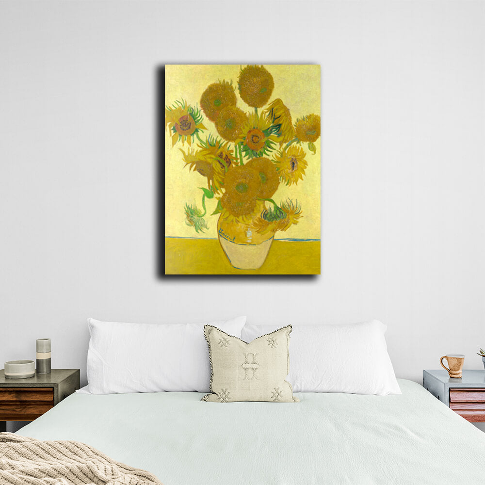 Reproduktion „Sonnenblumen in einer gelben Vase“ von Vincent van Gogh, Reproduktion auf Leinwand, Kunstdruck