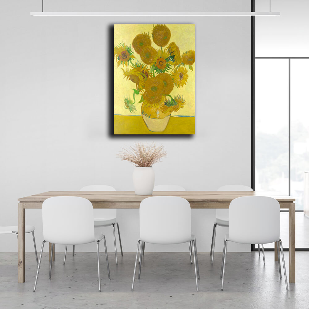 Reproduktion „Sonnenblumen in einer gelben Vase“ von Vincent van Gogh, Reproduktion auf Leinwand, Kunstdruck