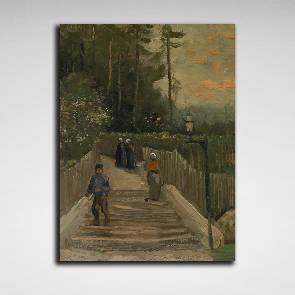 Reproduktion „Aufstieg in Montmartre, Paris“, Vincent van Gogh, Reproduktion auf Leinwand, Kunstdruck