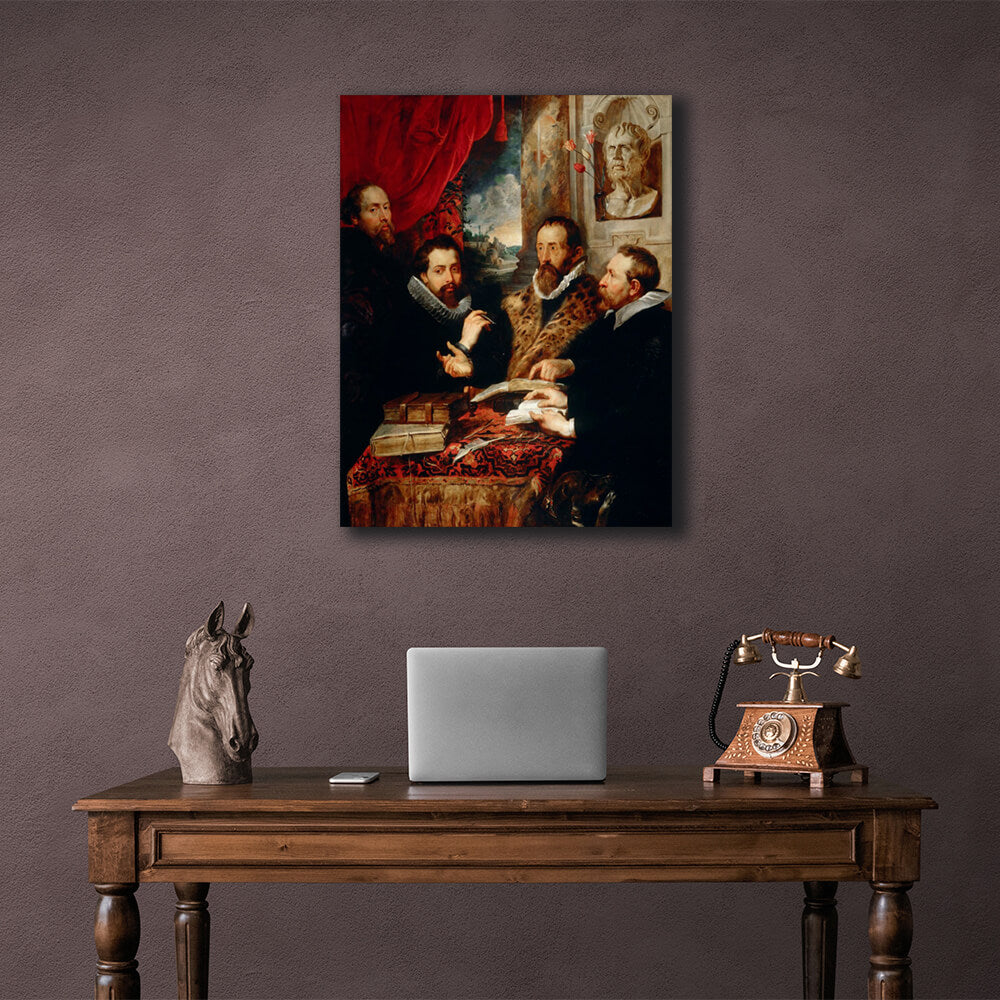 Reproduktion „Die vier Philosophen“ von Rubens, Reproduktion auf Leinwand, Kunstdruck