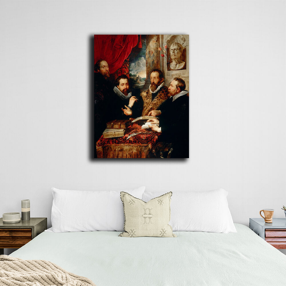 Reproduktion „Die vier Philosophen“ von Rubens, Reproduktion auf Leinwand, Kunstdruck