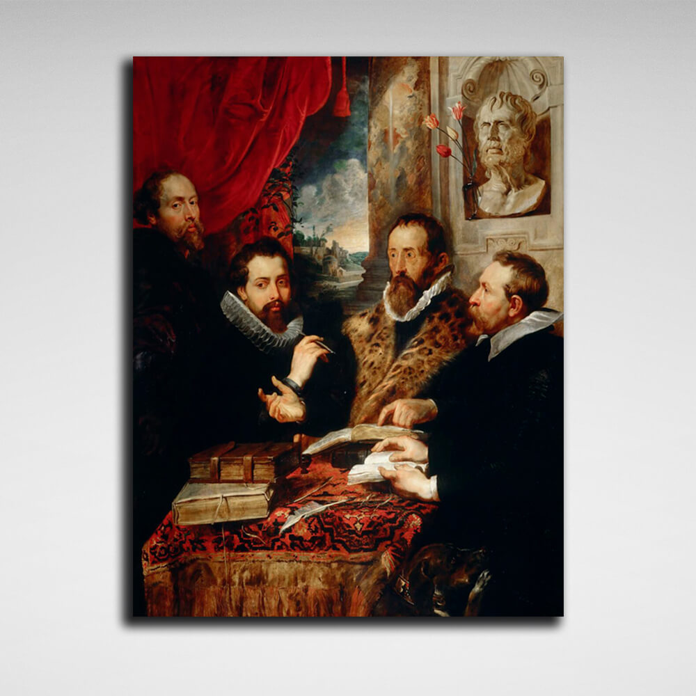 Reproduktion „Die vier Philosophen“ von Rubens, Reproduktion auf Leinwand, Kunstdruck