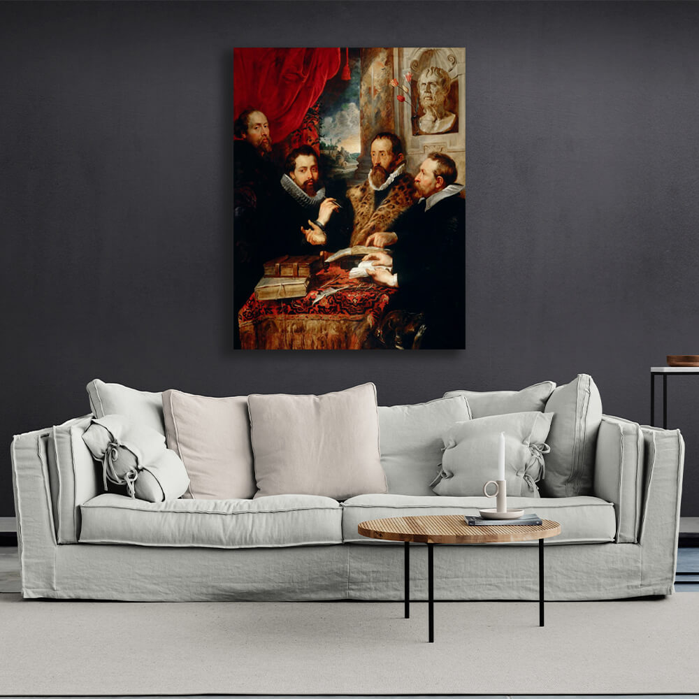 Reproduktion „Die vier Philosophen“ von Rubens, Reproduktion auf Leinwand, Kunstdruck