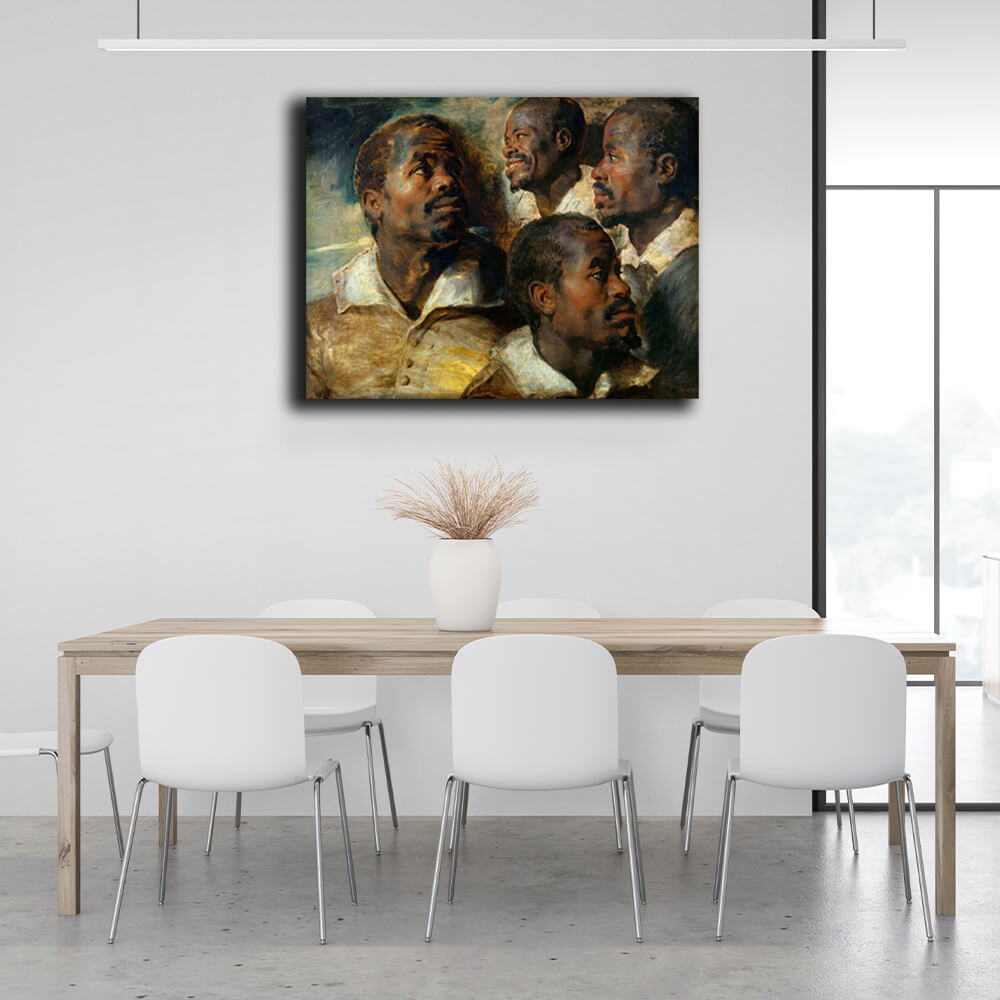 Reproduction Four sketches of the head of the Moor Rubens Reproduction Canvas Wall Art Print