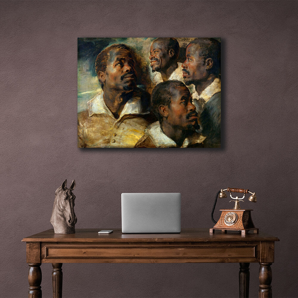 Reproduction Four sketches of the head of the Moor Rubens Reproduction Canvas Wall Art Print