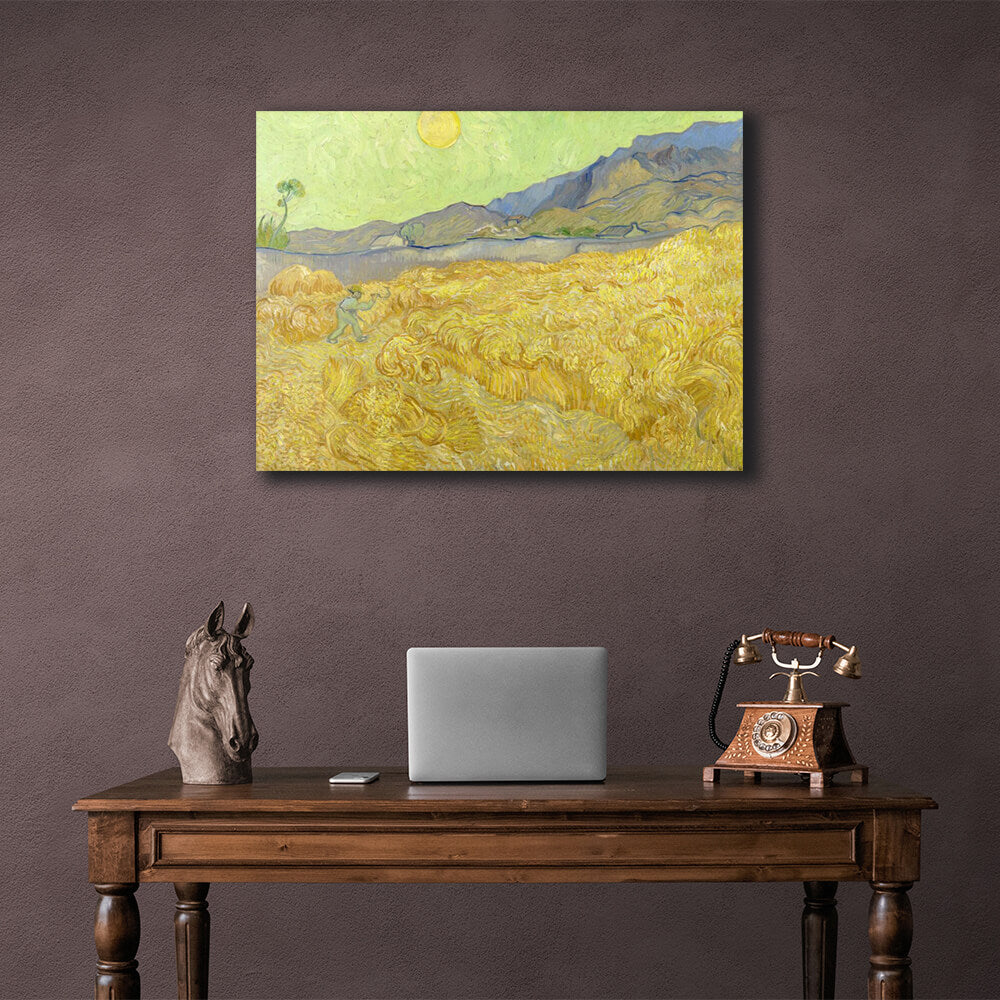 Reproduktion „Das Weizenfeld und der Schnitter“ von Vincent van Gogh, Reproduktion auf Leinwand, Kunstdruck