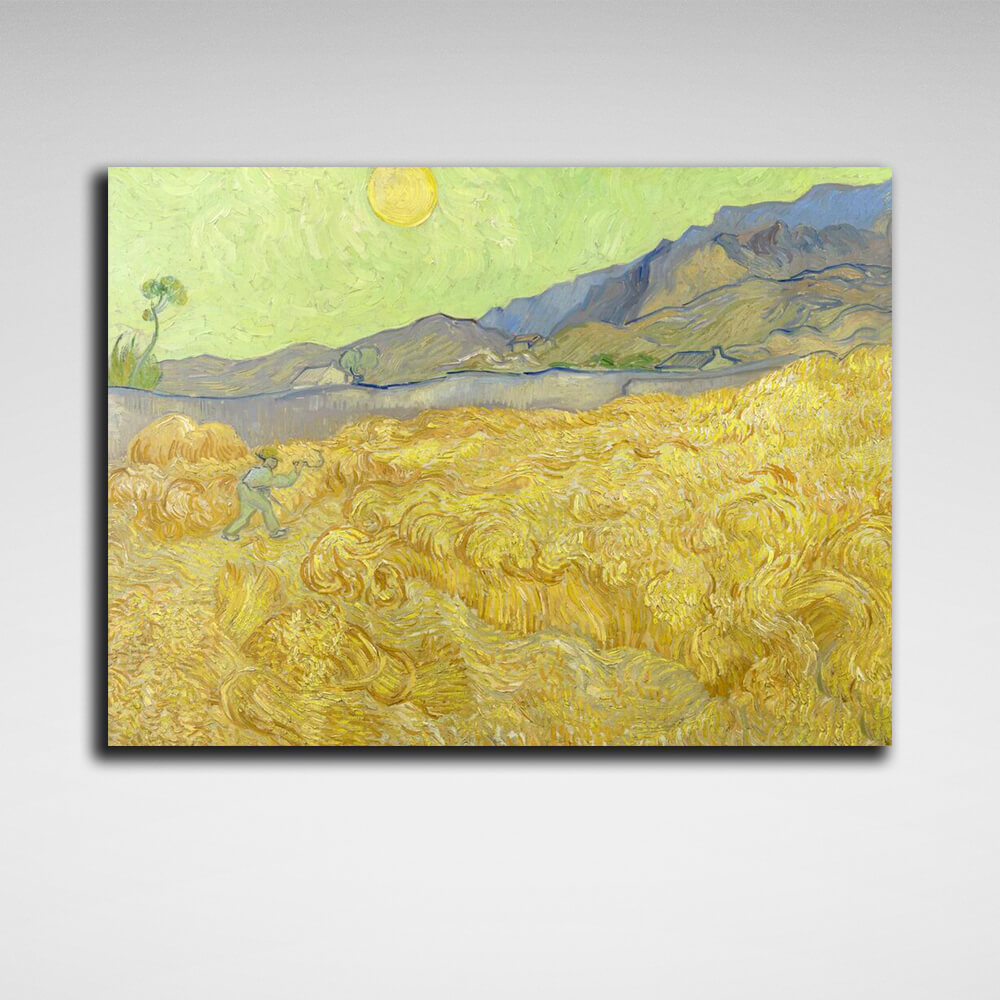 Reproduktion „Das Weizenfeld und der Schnitter“ von Vincent van Gogh, Reproduktion auf Leinwand, Kunstdruck