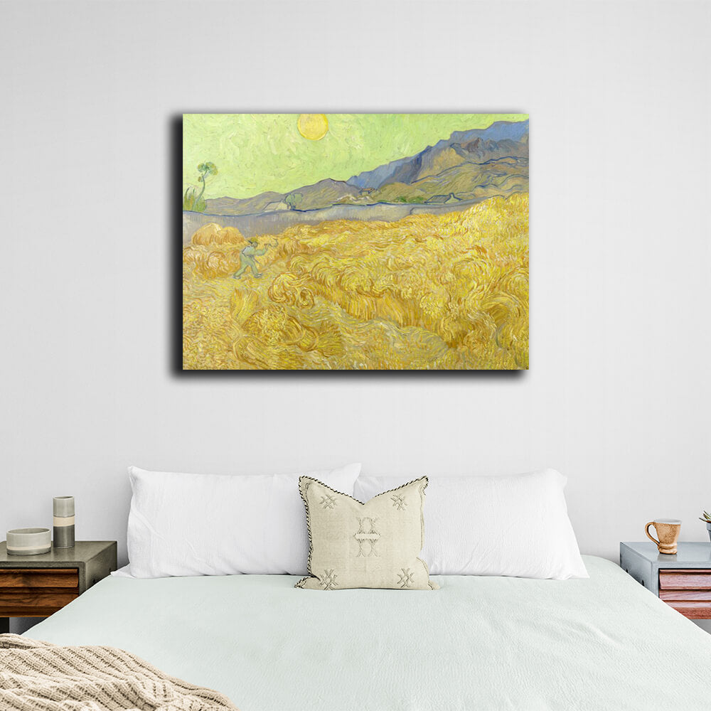 Reproduktion „Das Weizenfeld und der Schnitter“ von Vincent van Gogh, Reproduktion auf Leinwand, Kunstdruck