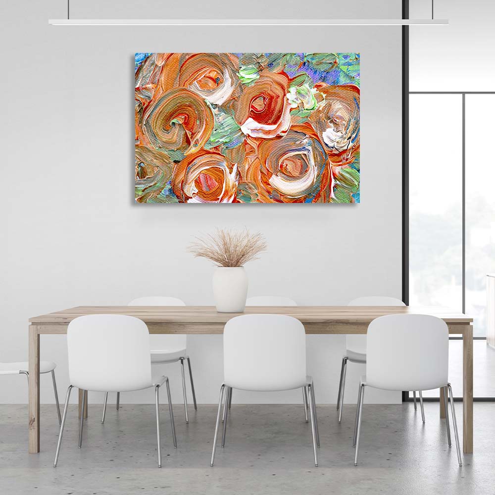 Abstraktion Leinwand Wand Kunstdruck Orange Rosen