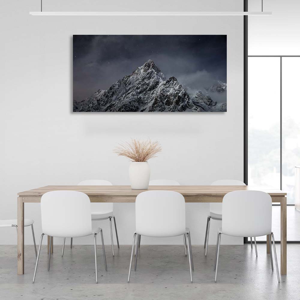 Canvas Wall Art Print Mountain peak on the background of the starry sky