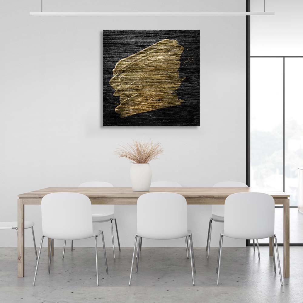 Gold strokes on a black background Abstraction Canvas Wall Art Print