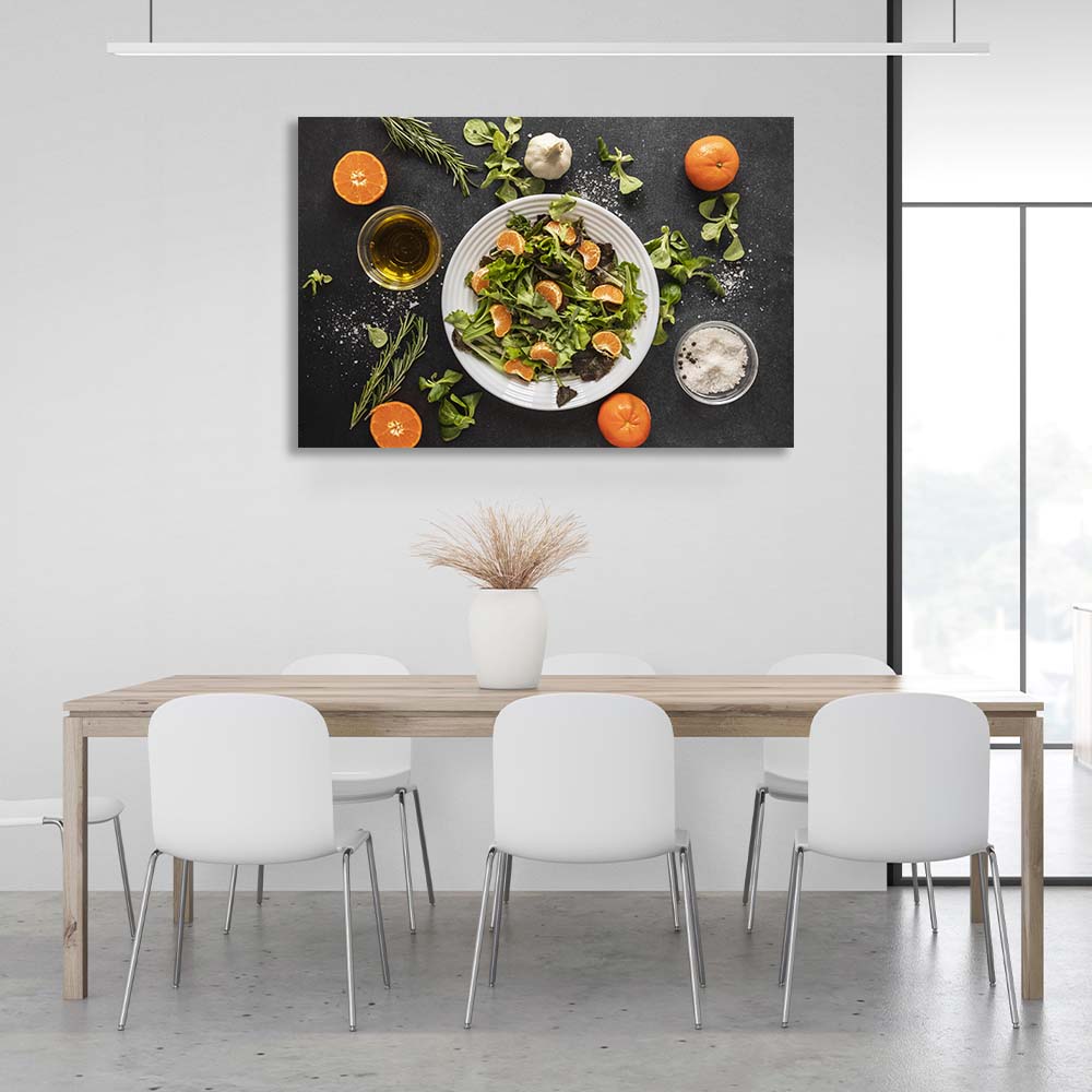 Für die Küche Mandarinensalat Leinwand Wand Kunstdruck für Küche